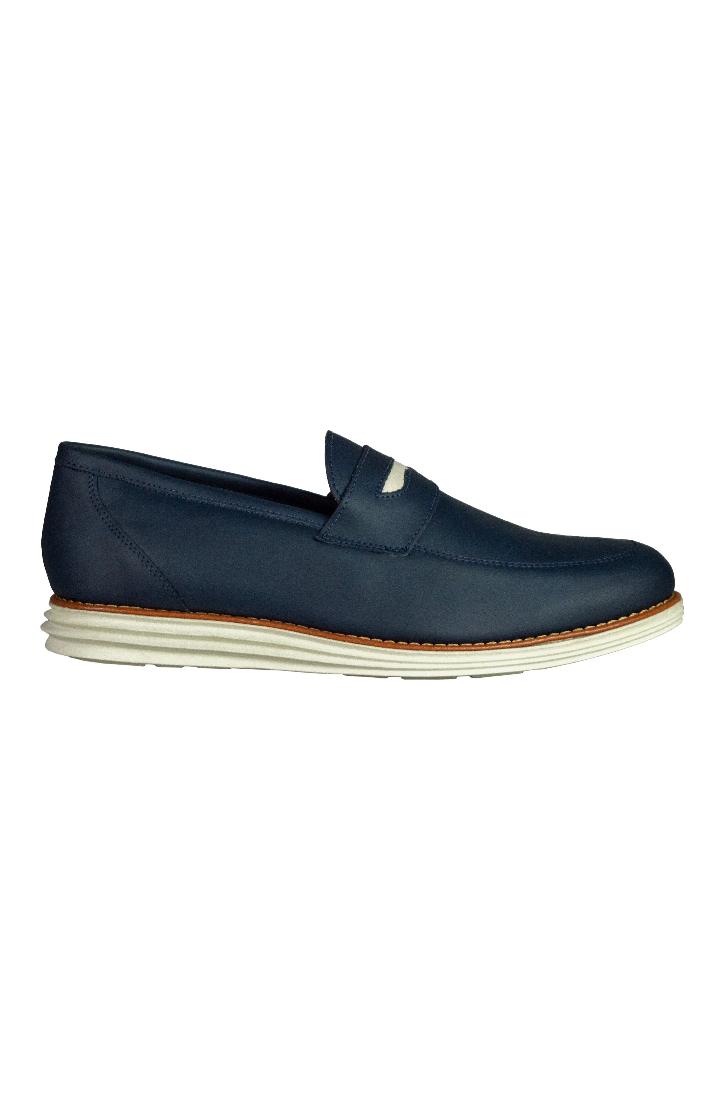 Sandro Moscoloni Men's Natal Navy Mocc Toe Penny Slip on