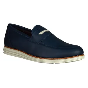 Sandro Moscoloni Men's Natal Navy Mocc Toe Penny Slip on