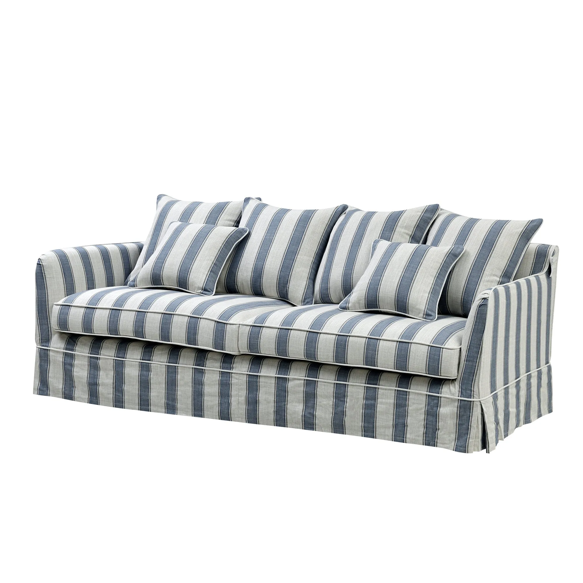 Slip Cover Only - Noosa Hamptons 3 Seat Sofa Blue Sky Stripe