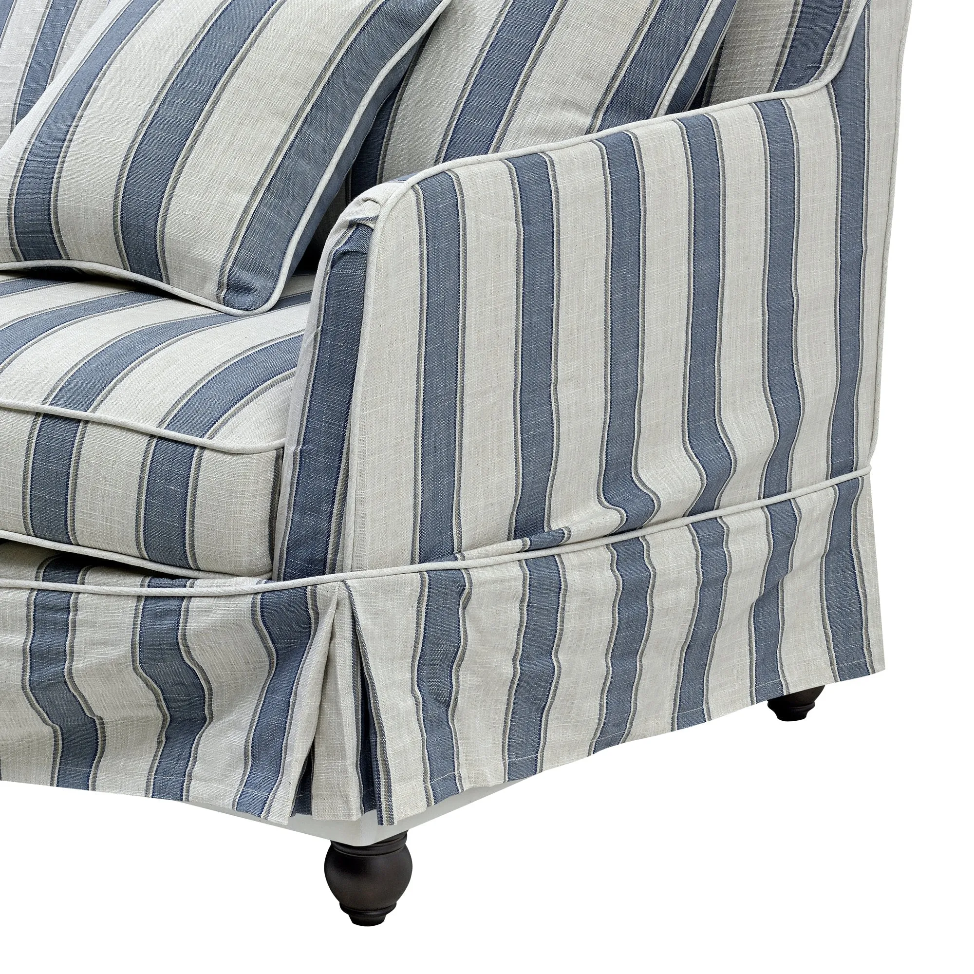 Slip Cover Only - Noosa Hamptons 3 Seat Sofa Blue Sky Stripe