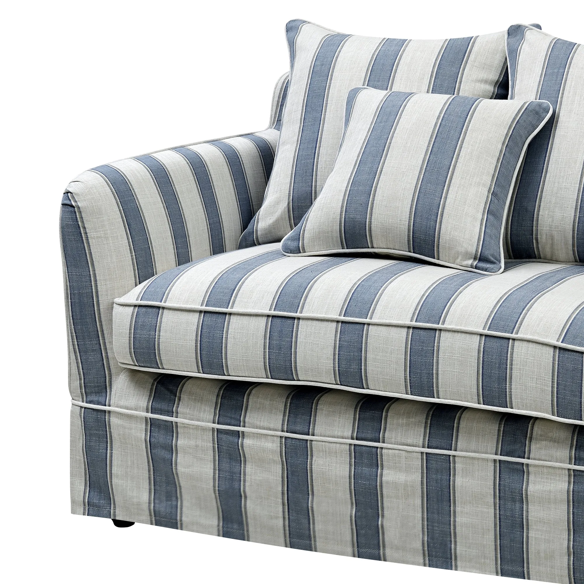 Slip Cover Only - Noosa Hamptons 3 Seat Sofa Blue Sky Stripe