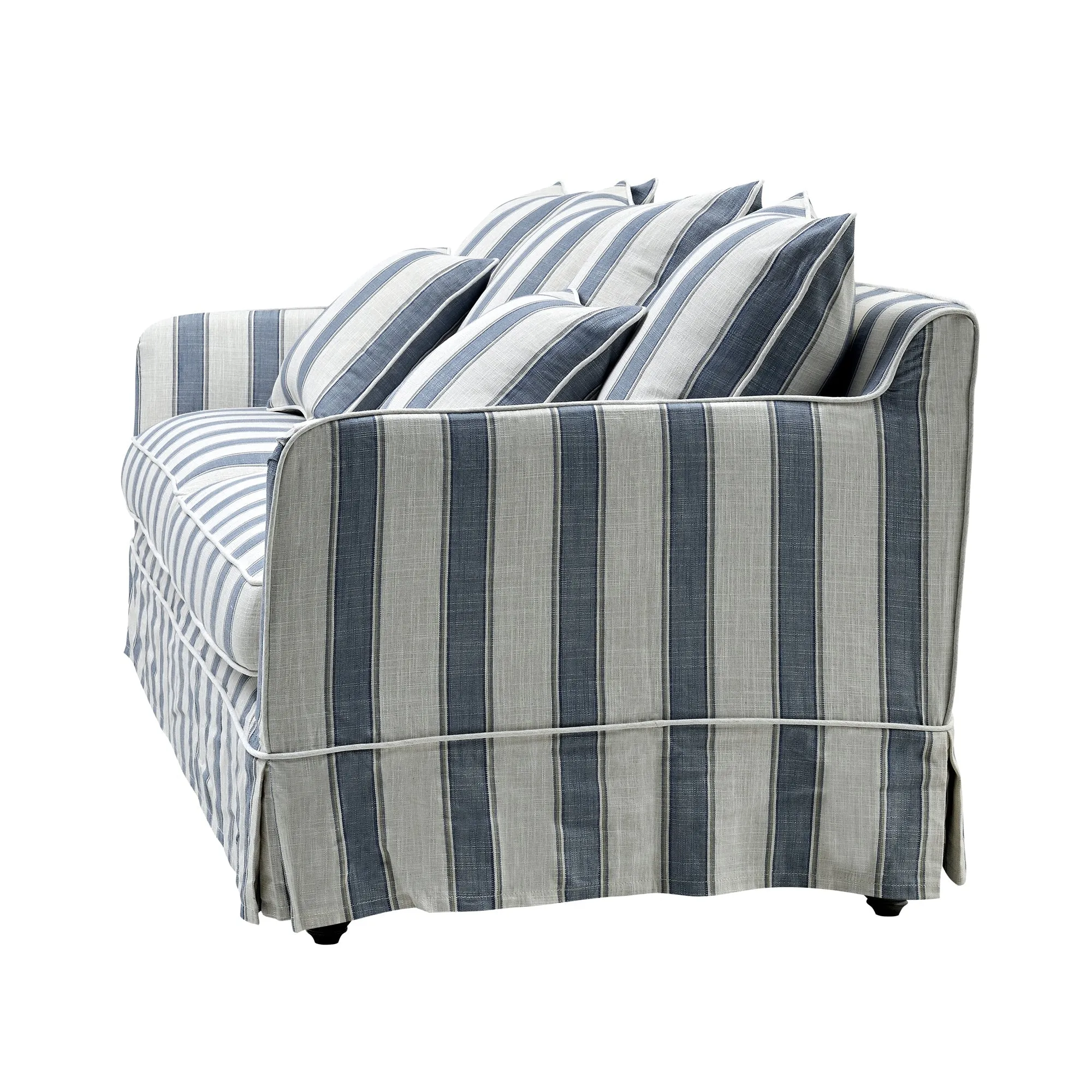 Slip Cover Only - Noosa Hamptons 3 Seat Sofa Blue Sky Stripe