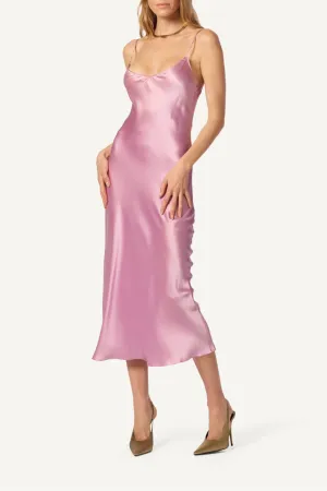 Taylor Silk Dress With Contrast Piping | Orchid/Dusty Mauve