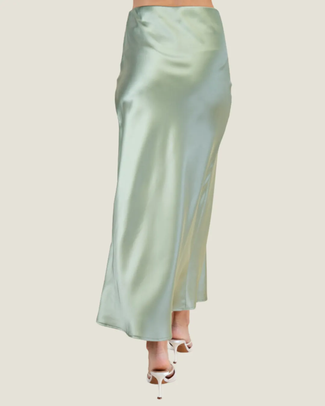 The Slip: Green Satin Maxi Skirt