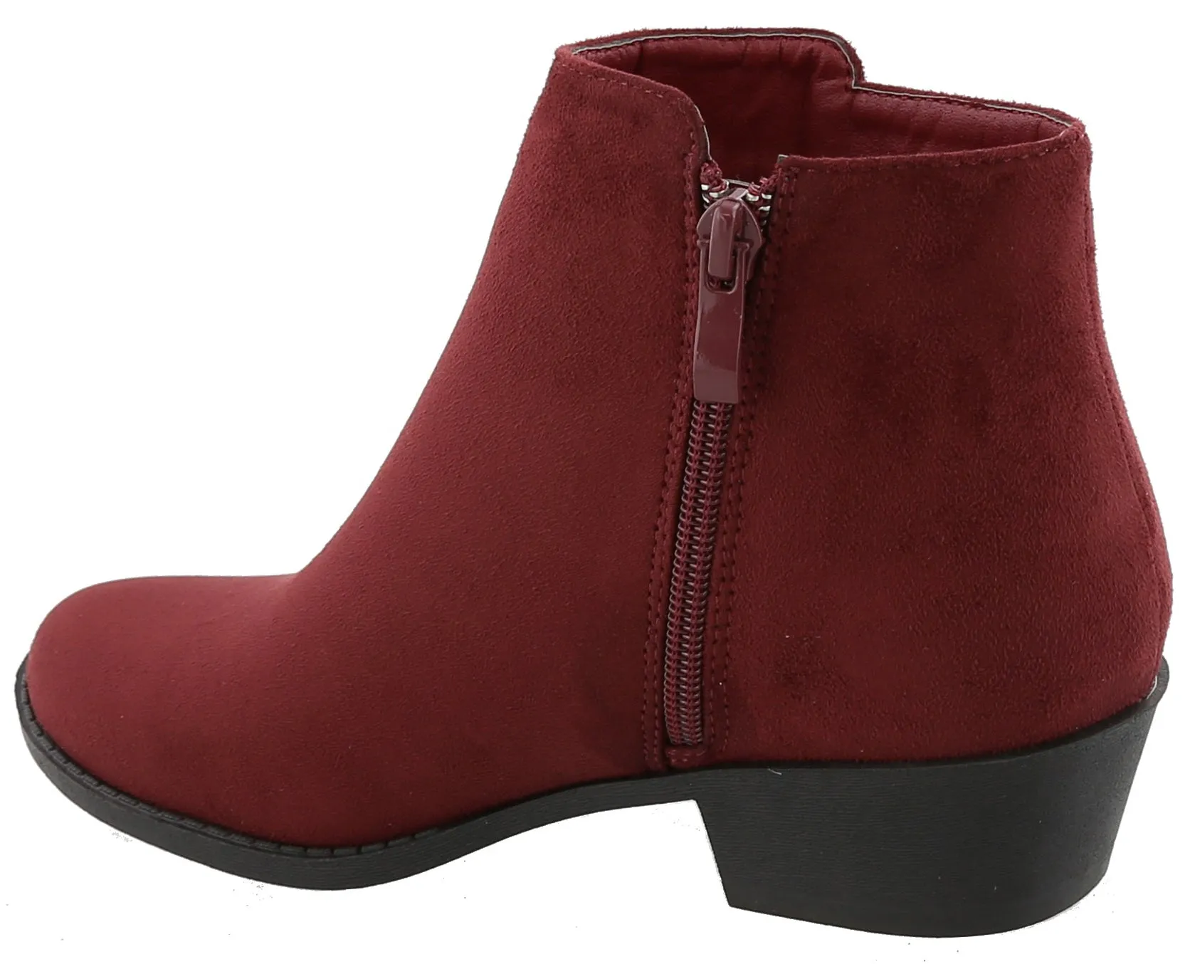 Top Moda Women's Inside Zip Round Toe Low Block Heel Ankle Bootie