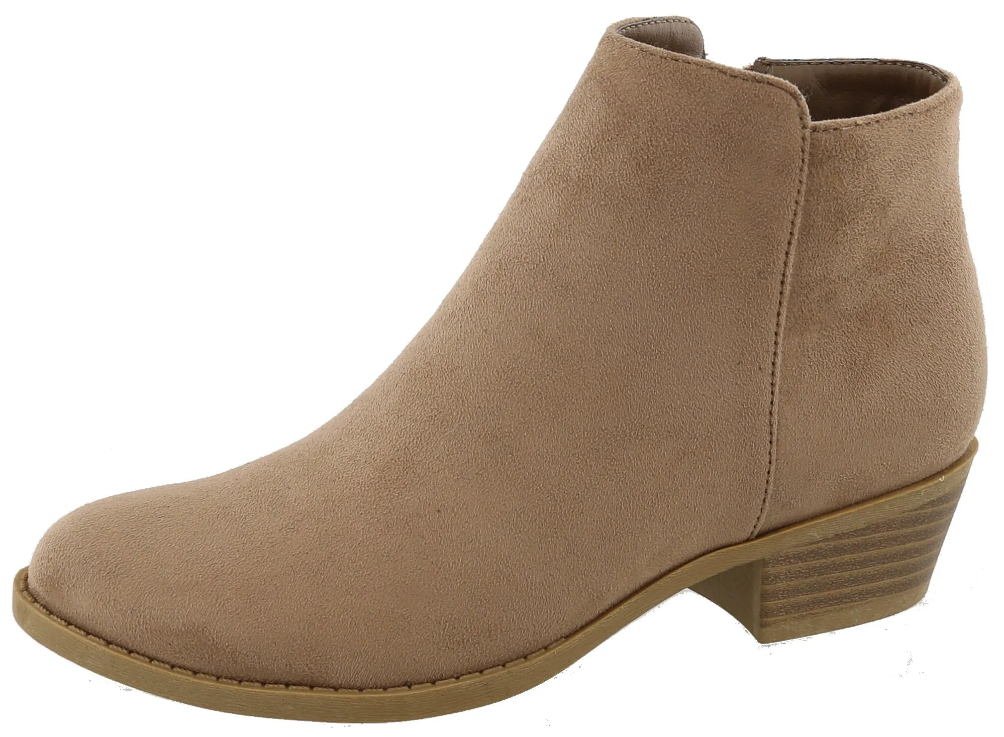 Top Moda Women's Inside Zip Round Toe Low Block Heel Ankle Bootie
