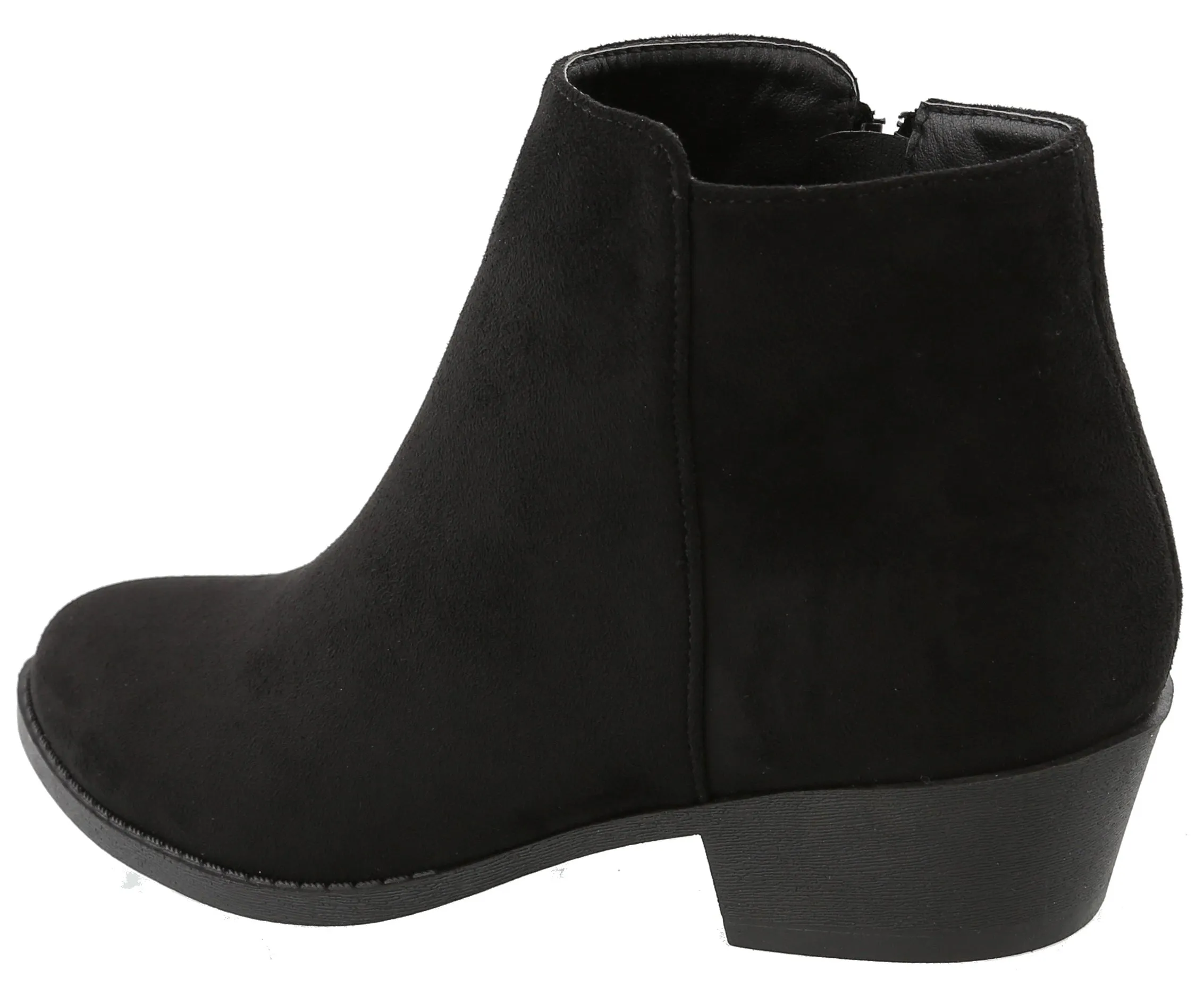 Top Moda Women's Inside Zip Round Toe Low Block Heel Ankle Bootie