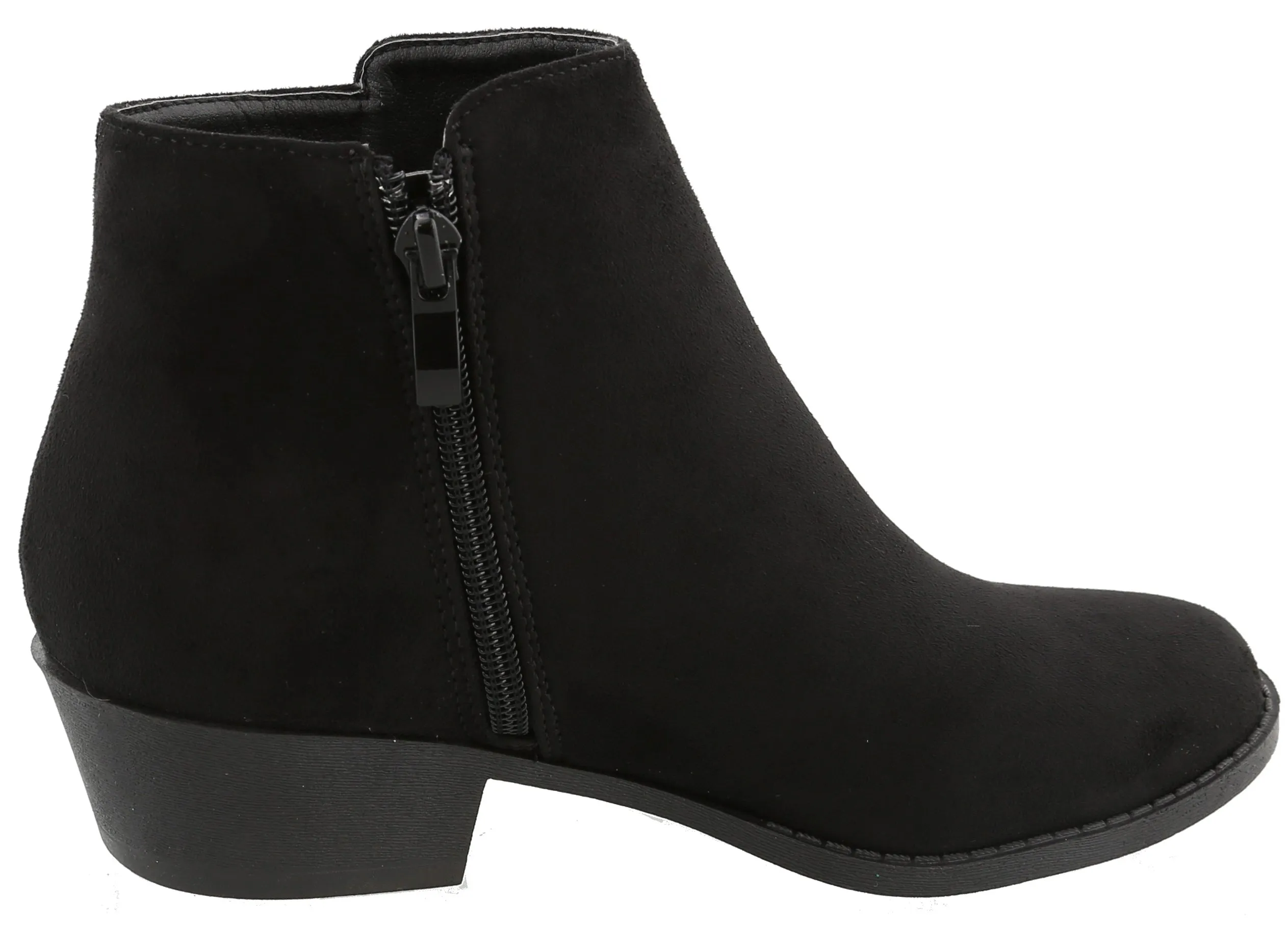 Top Moda Women's Inside Zip Round Toe Low Block Heel Ankle Bootie