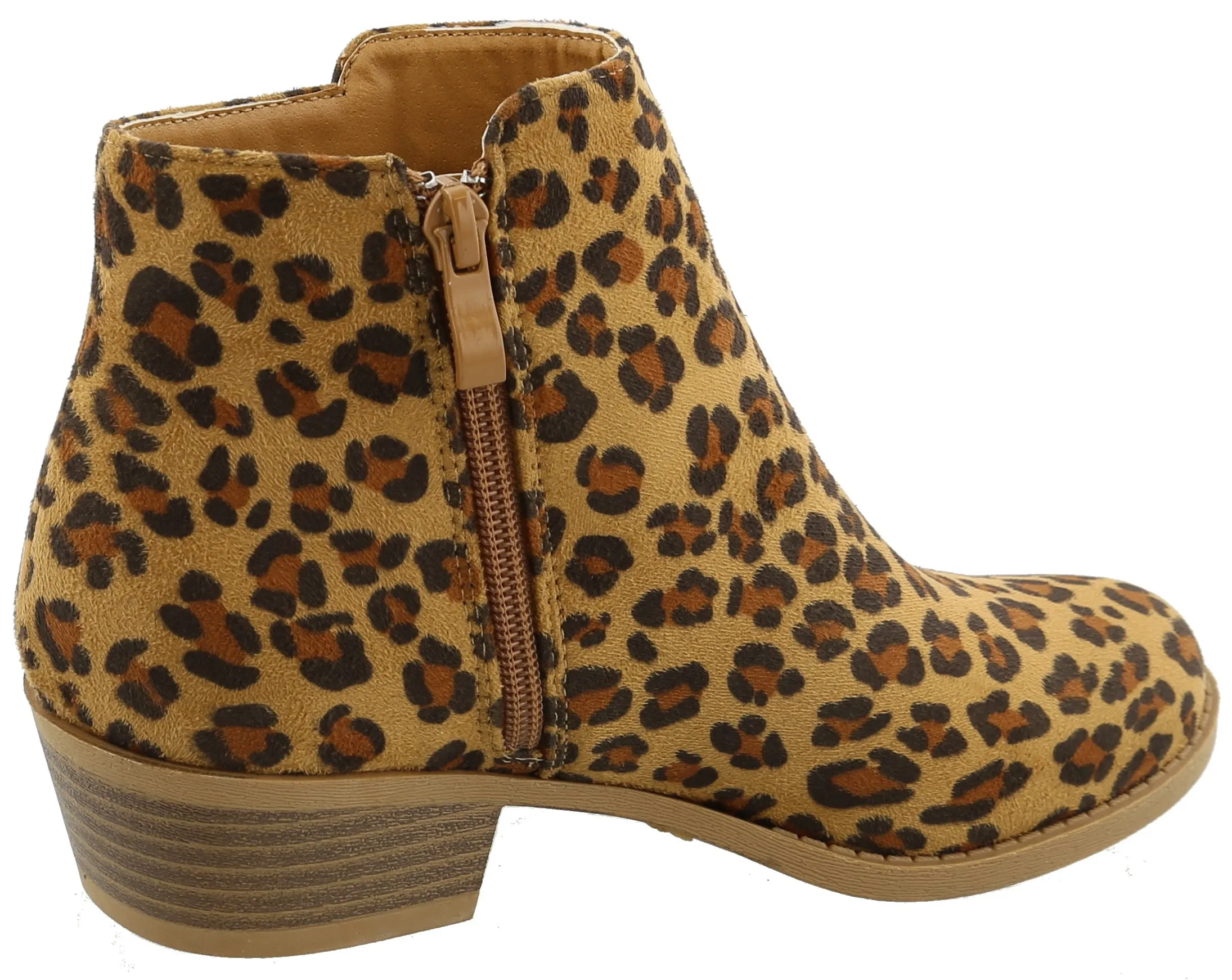Top Moda Women's Inside Zip Round Toe Low Block Heel Ankle Bootie