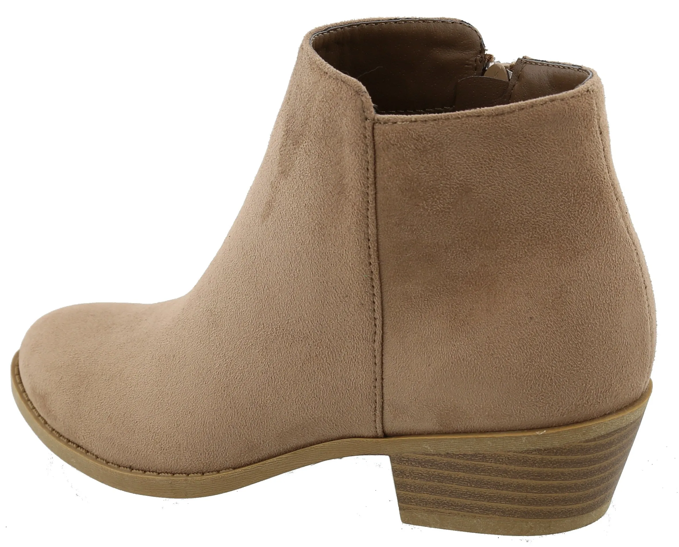 Top Moda Women's Inside Zip Round Toe Low Block Heel Ankle Bootie
