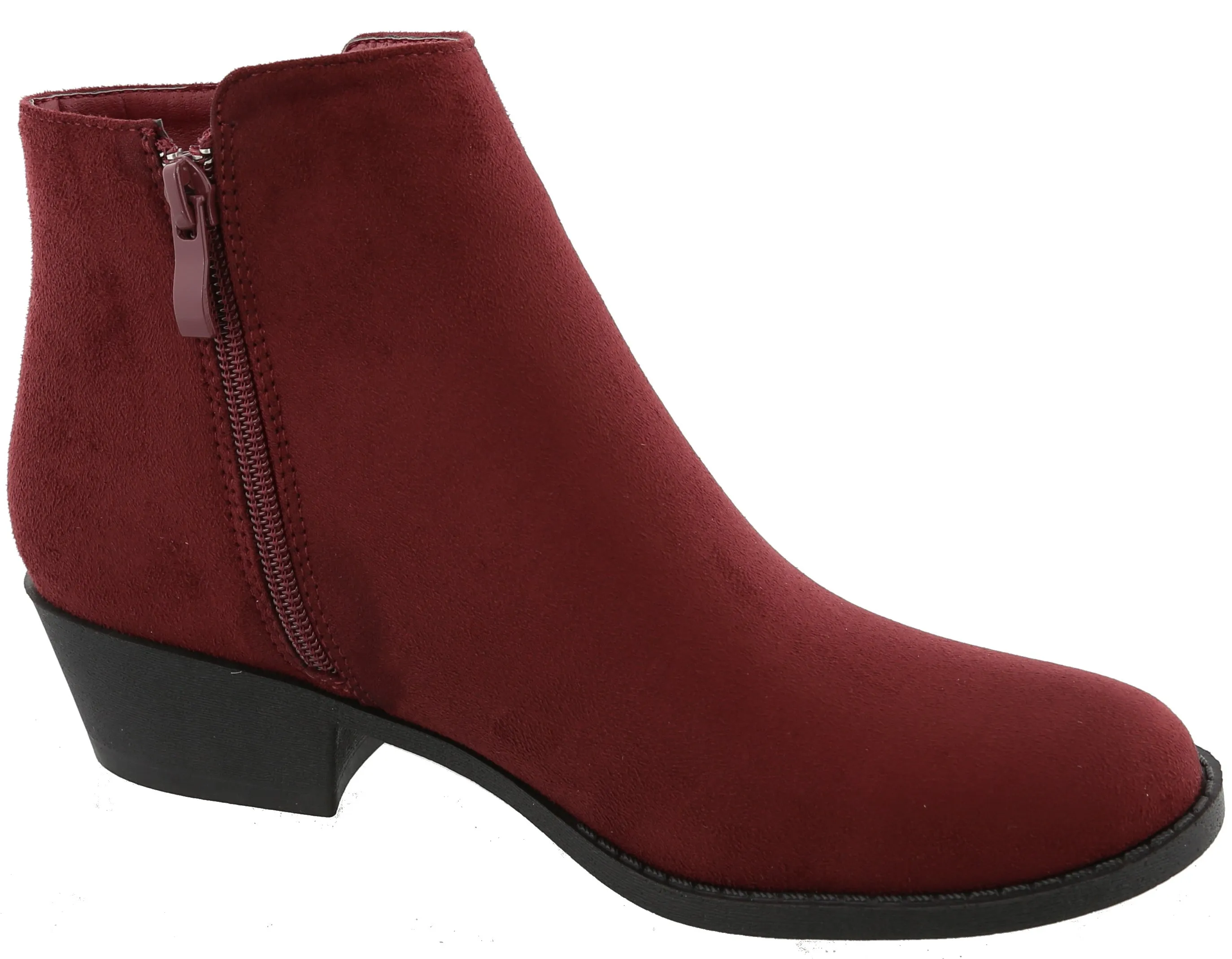 Top Moda Women's Inside Zip Round Toe Low Block Heel Ankle Bootie