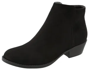 Top Moda Women's Inside Zip Round Toe Low Block Heel Ankle Bootie