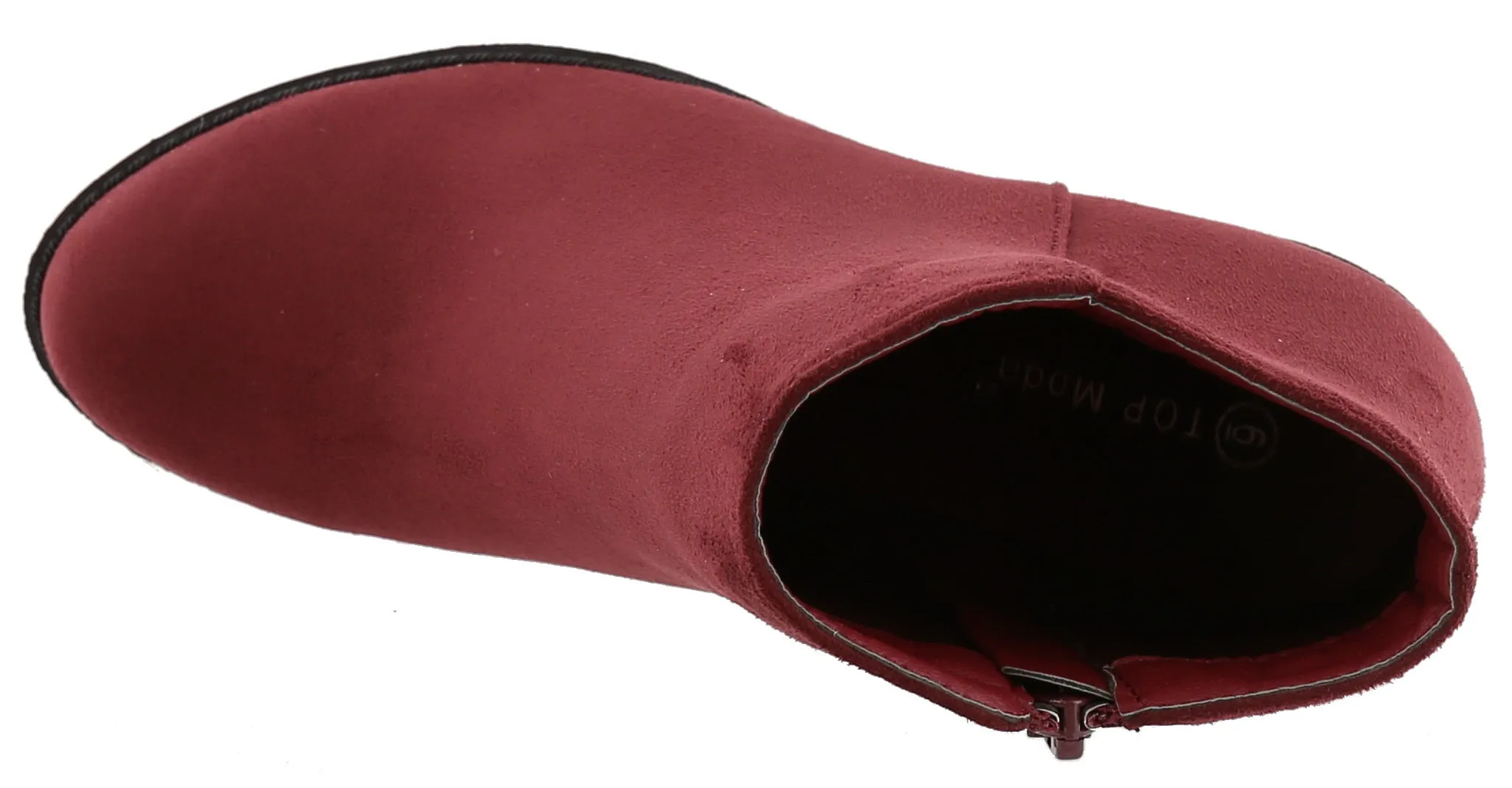 Top Moda Women's Inside Zip Round Toe Low Block Heel Ankle Bootie