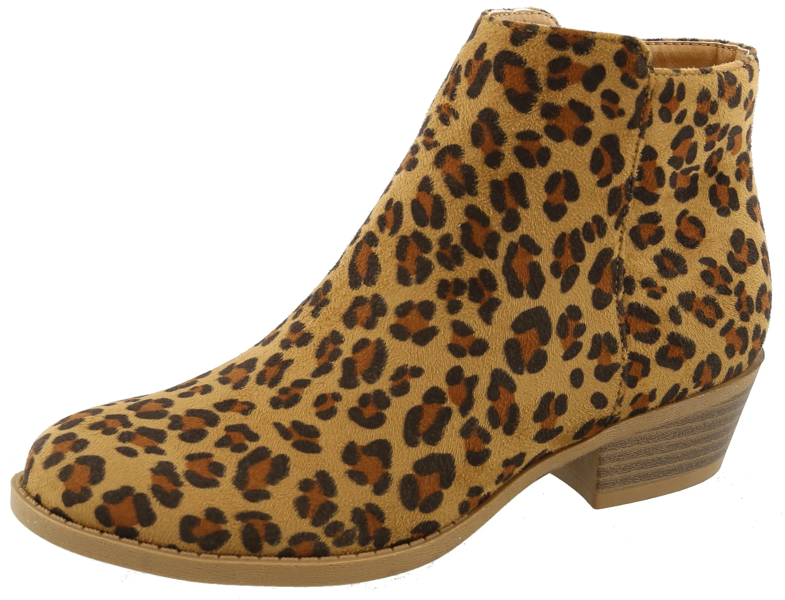 Top Moda Women's Inside Zip Round Toe Low Block Heel Ankle Bootie