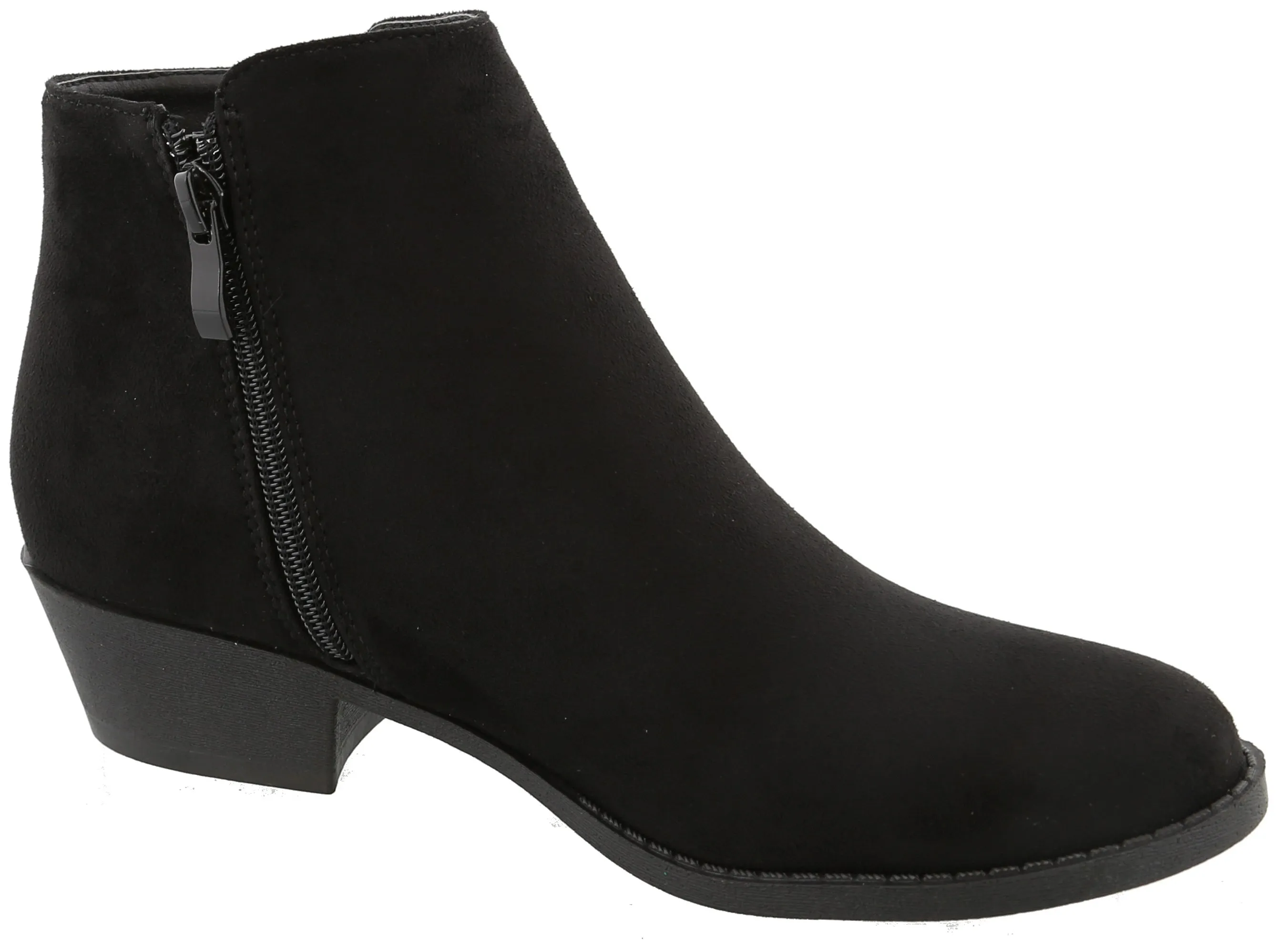 Top Moda Women's Inside Zip Round Toe Low Block Heel Ankle Bootie