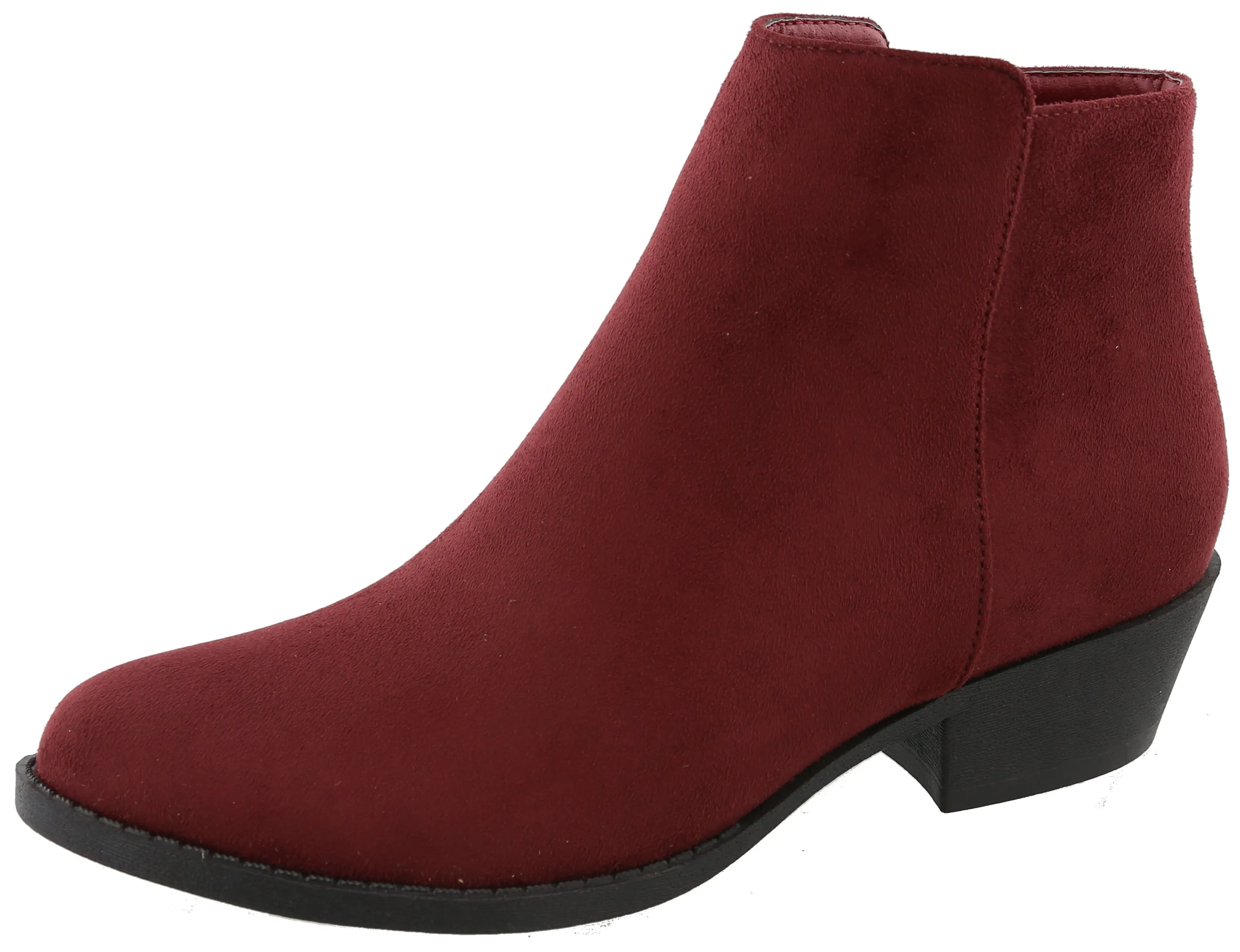 Top Moda Women's Inside Zip Round Toe Low Block Heel Ankle Bootie
