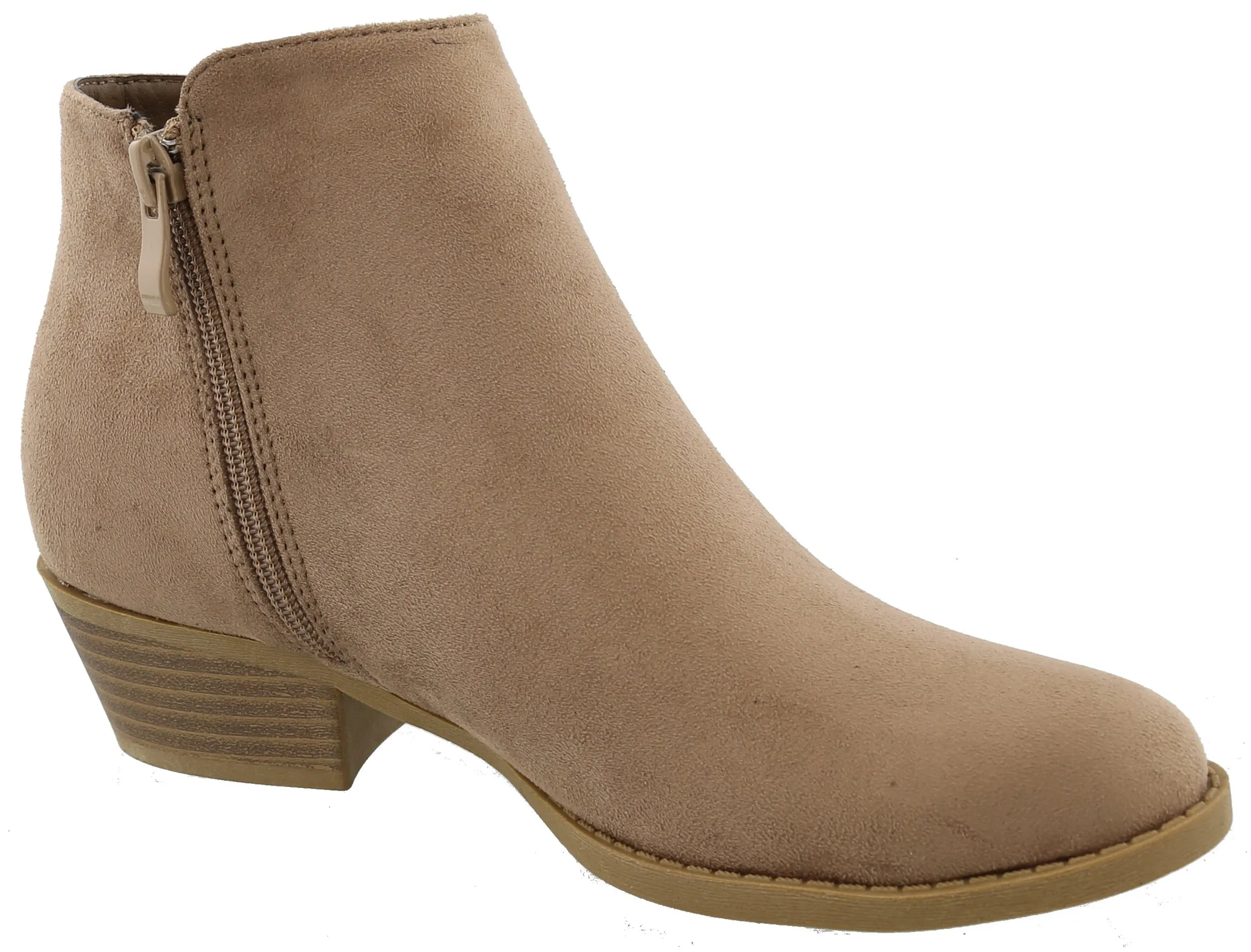 Top Moda Women's Inside Zip Round Toe Low Block Heel Ankle Bootie