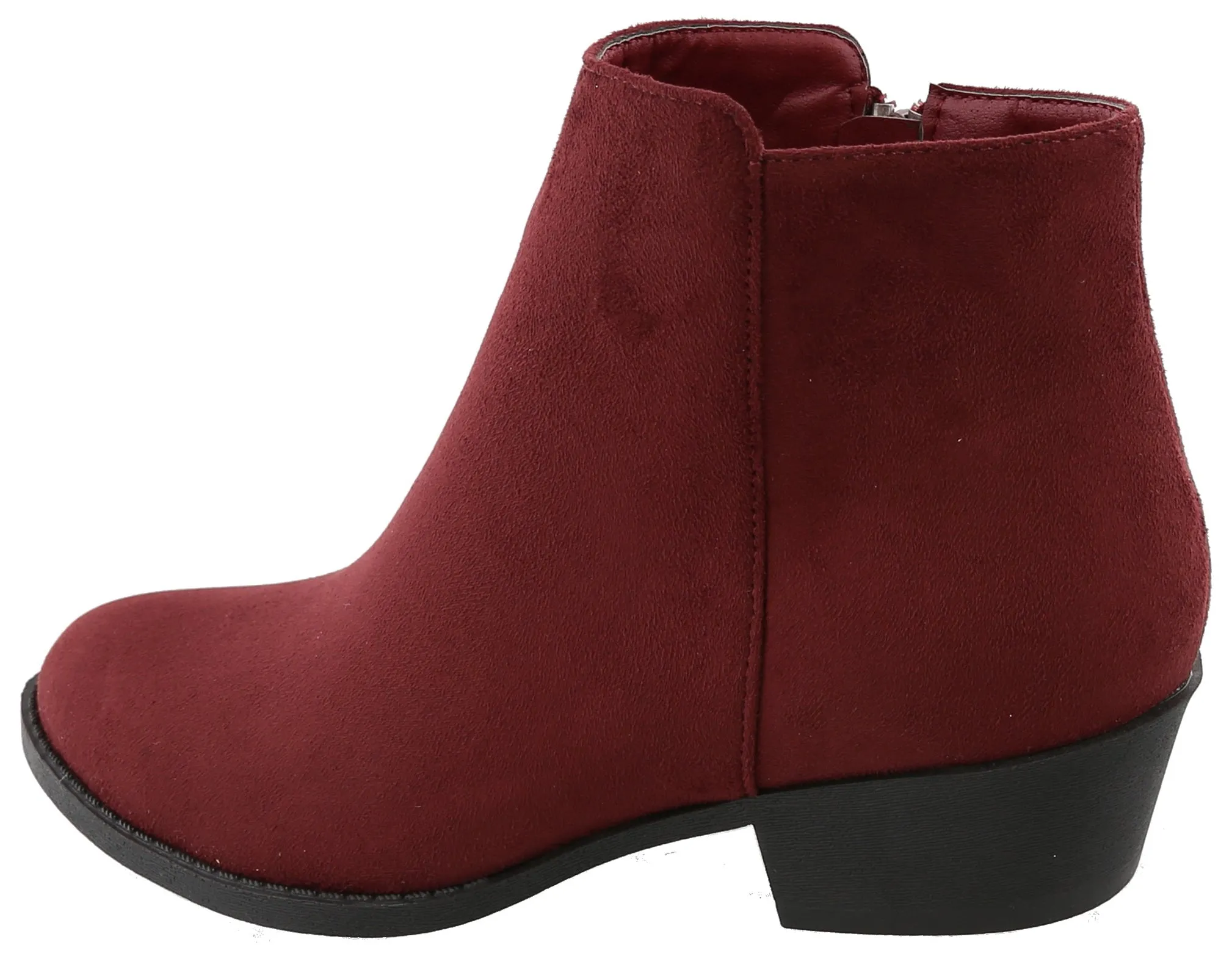 Top Moda Women's Inside Zip Round Toe Low Block Heel Ankle Bootie