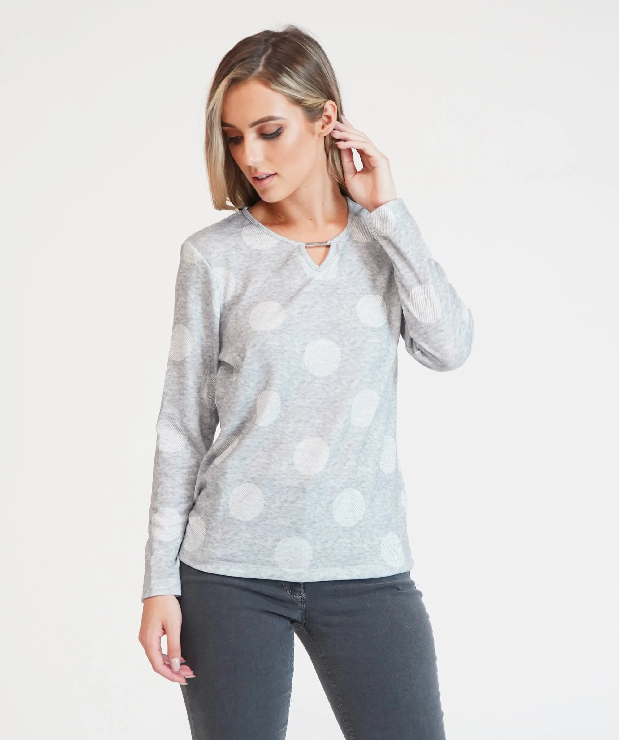 Twist Polka Dot Long Sleeve Top