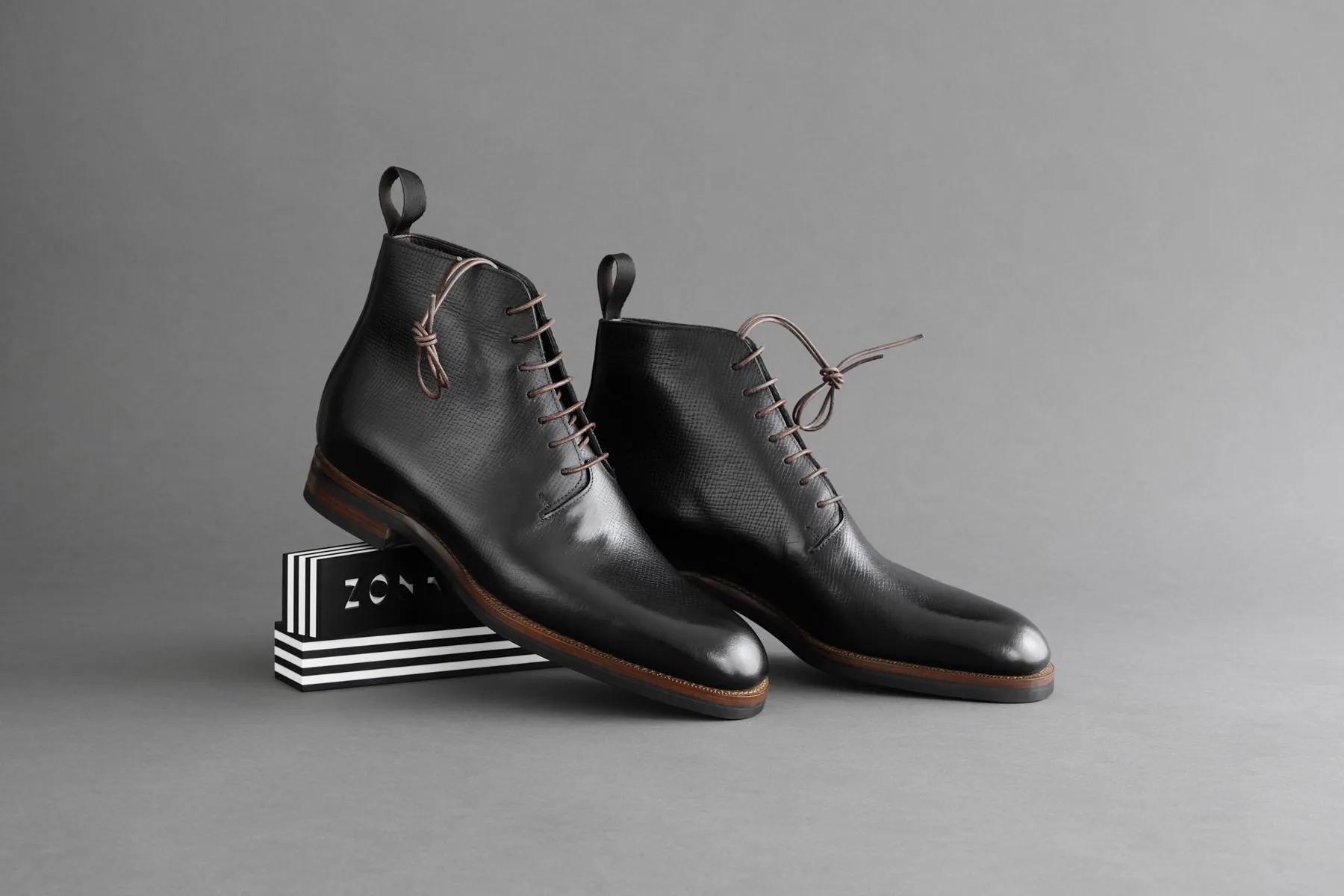 TwoThreeOne.Noir Wholecut Derby Boots from Russian Reindeer