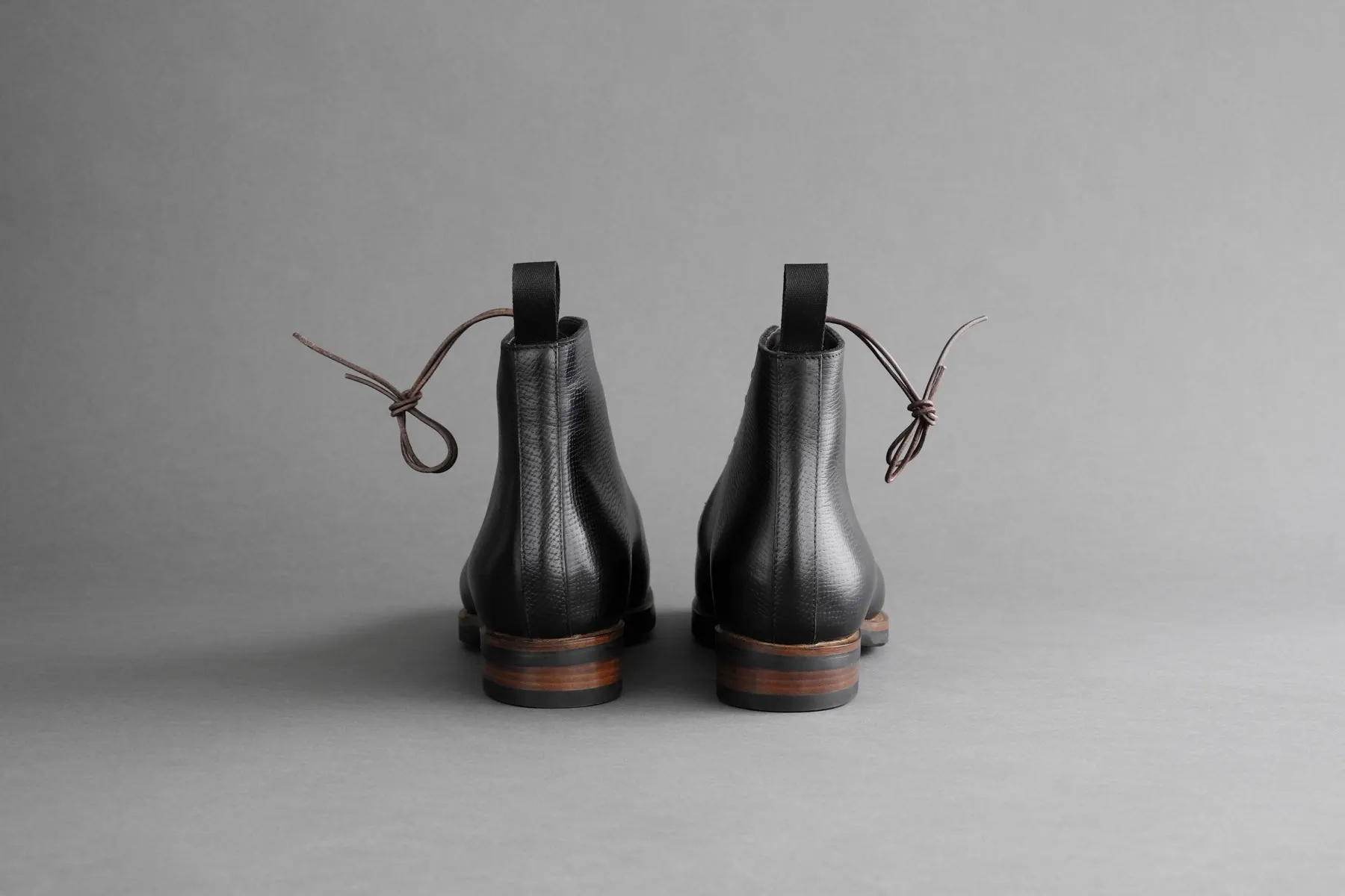 TwoThreeOne.Noir Wholecut Derby Boots from Russian Reindeer